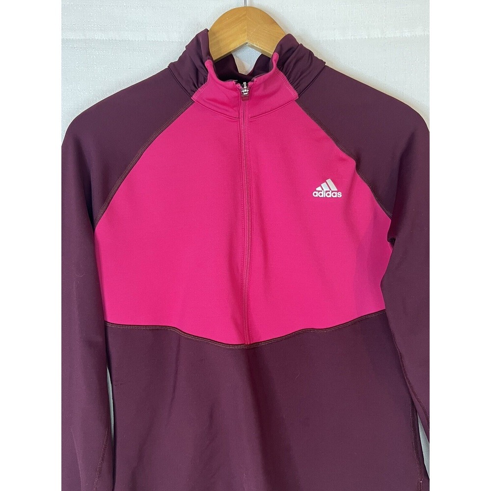 Adidas Climawarm Women's L Pink Athletic 1/4 Zip Long Sleeve Pullover Sweatshirt - Picture 3 of 7